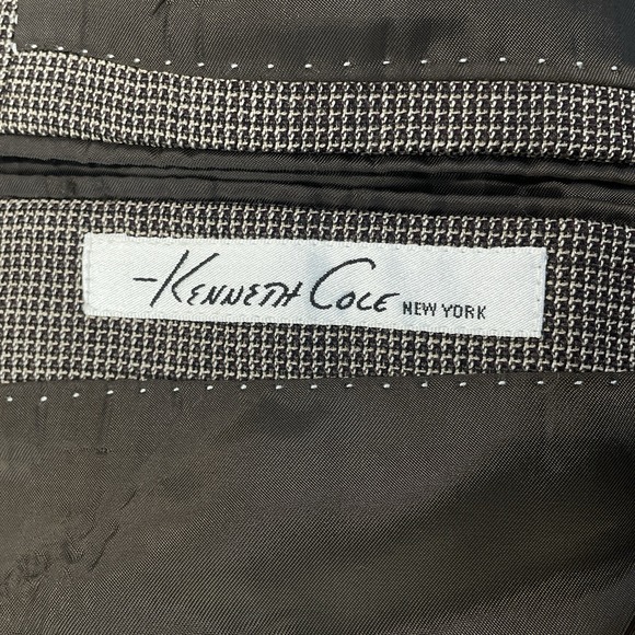 Kenneth Cole New York Blazer 44S Wool Micro Check Gray/Brown Sport Coat Jacket - Picture 4 of 10